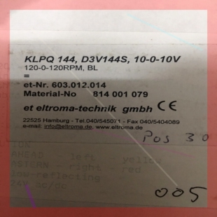 询价 KLPQ144 D3V144S ±10V ELTROMA
