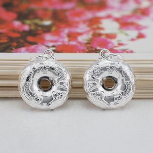 S925纯银龙凤环佩 平安扣吊坠 diy红绳手链项链饰品配件