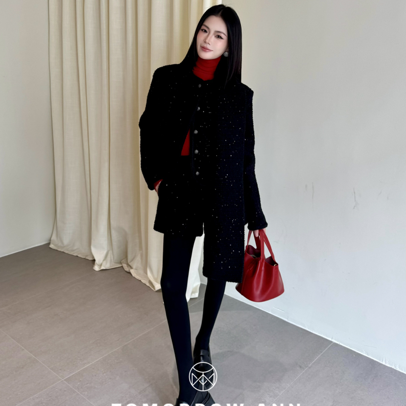 TOMORROW ANN-新轻奢气质设计感羊毛外套(配围脖)（含60羊毛）122