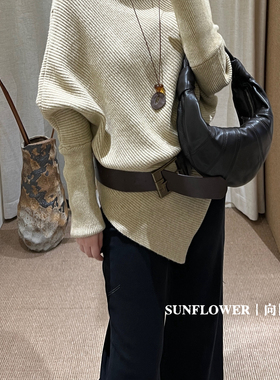 SUNFLOWER-SUNFOWER法式高领不规则氛围感长袖保暖毛衣0631