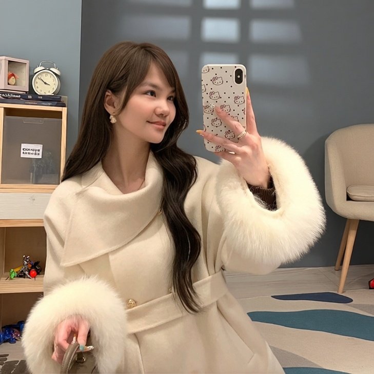 诺华NovaBloom-套(配可拆卸狐狸袖毛腰带)(含100羊毛)L-JC3621998