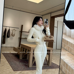 程熙 绒休闲喇叭裤 AND 9220 配狐狸毛 套装 HOW 运动休闲裤