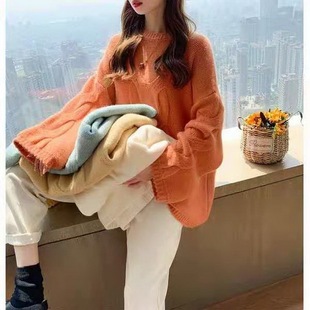 2026新款秋冬季森系麻花套头毛衣女宽松韩版加厚慵懒风粗毛线外穿