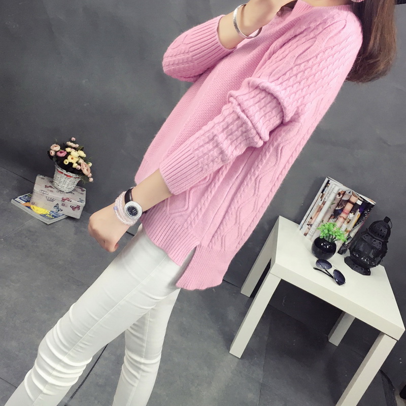 麻花短款针织衫打底宽松外套毛衣