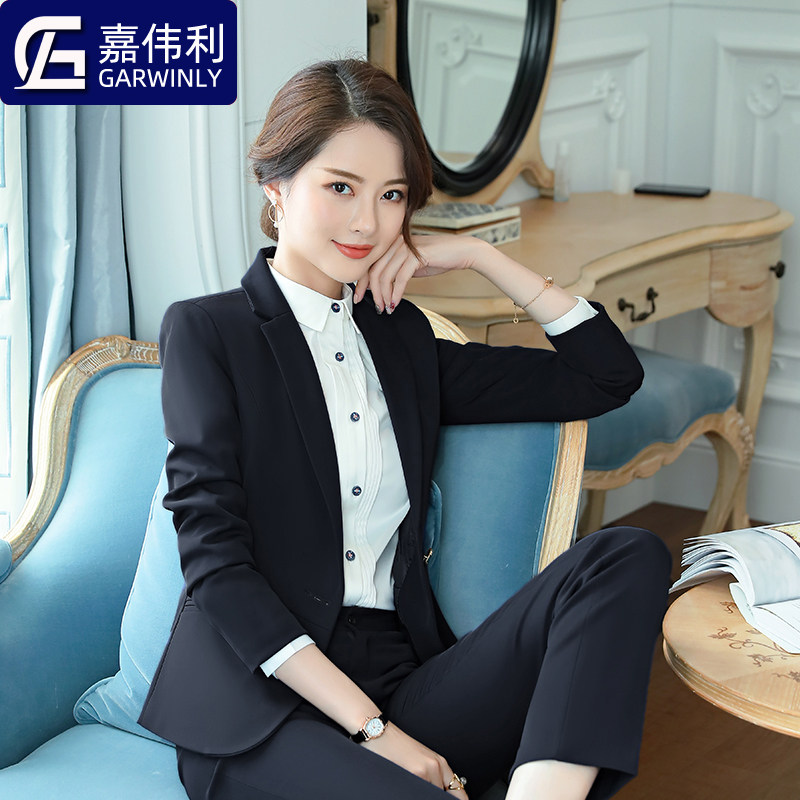 职业套装女时尚韩版小西装套裤商务正装大学生工作服英伦风气质O