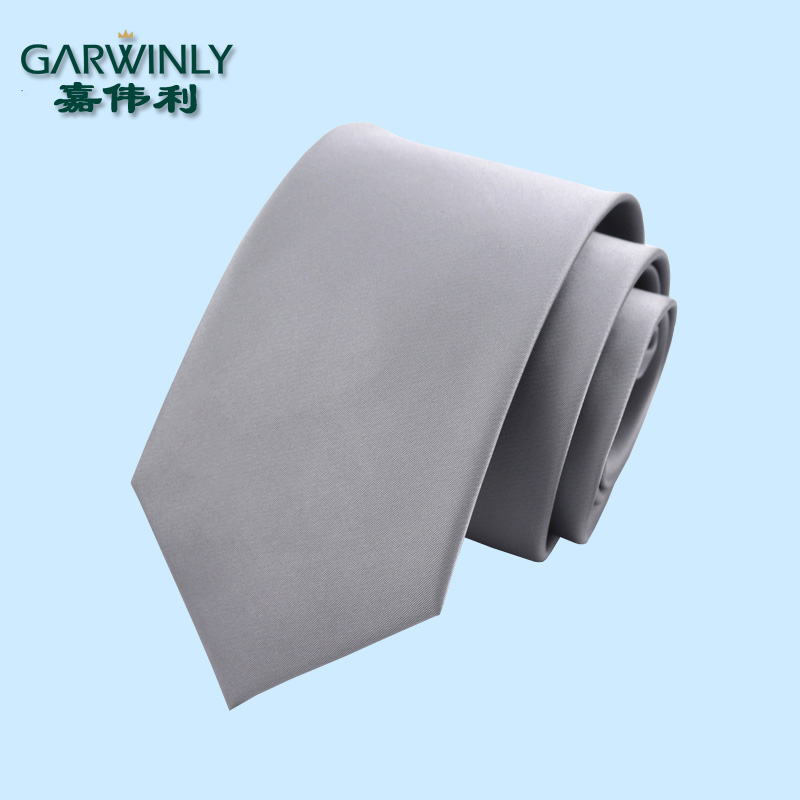 8cm商务风银灰色新郎结婚领带
