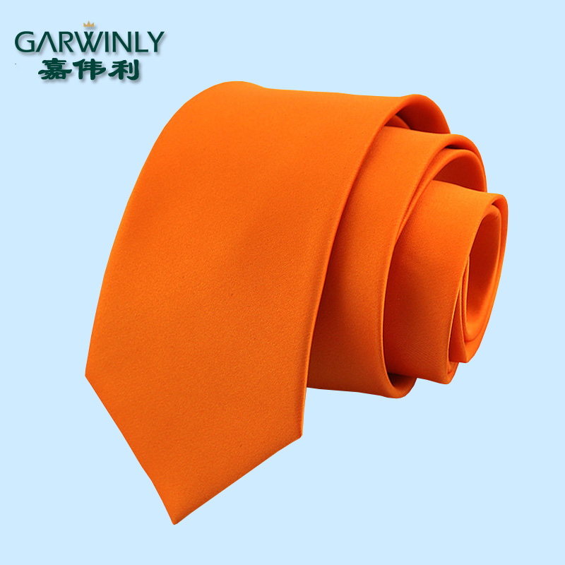 8cm商务风橘黄色新郎结婚领带