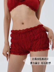 少女心事吊带平角短裤蕾丝边蛋糕裤heels辣妹跳舞