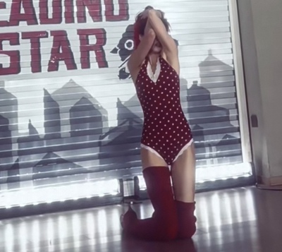 【新色】波点连体衣choker纯欲蕾丝 四面弹瑜伽面料美背heels