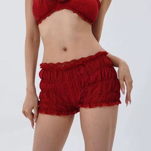 少女心事吊带平角短裤蕾丝边蛋糕裤heels辣妹跳舞