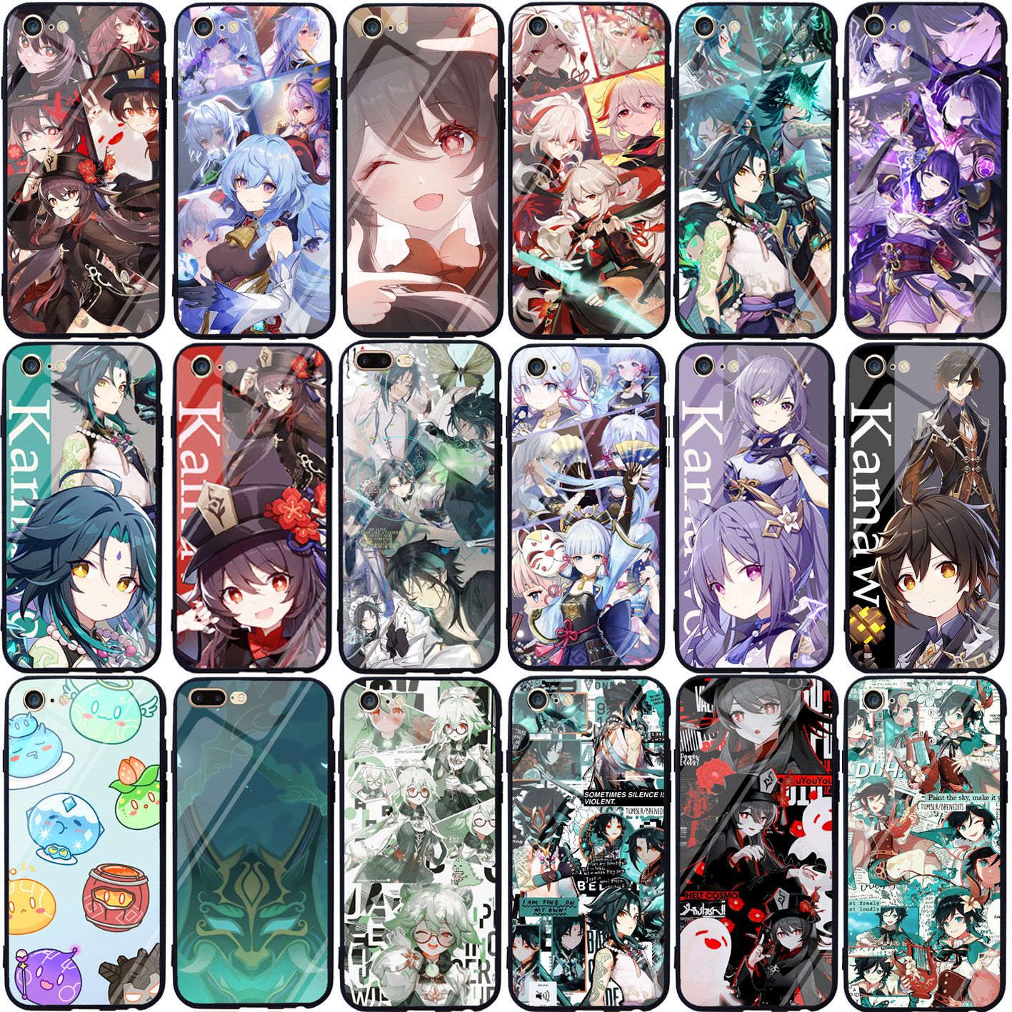 原神周边手机壳万叶散兵甘雨可莉刻晴钟离神里草神魈胡桃雷电宵宫适用苹果vivo华为OPPO小米华为一加黑鲨三星