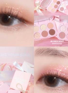 韩国Blessedmoon香皂Soap Palette细闪lika A哑光珠光六色眼影盘