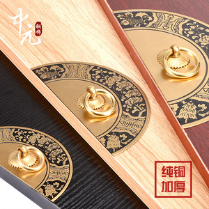 新中式仿古纯铜柜门鞋柜橱柜把手圆形门牌衣柜铜拉手家具铜配件