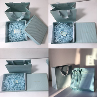 雅诗兰黛蓝色礼品盒包装盒礼品袋专柜正品礼盒蝴蝶结护肤品包装盒