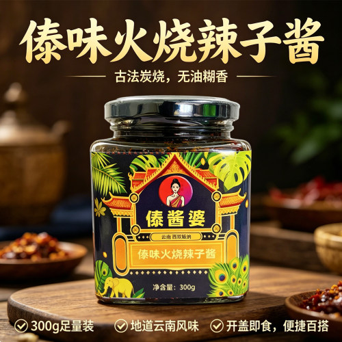 傣酱婆云南傣味火烧辣子酱300克