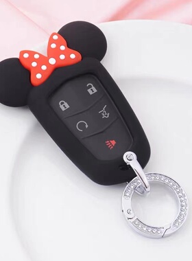 适用凯迪拉克XT4/5/6CT6XTSASTLSRX米奇硅胶车钥匙套壳包可爱卡通
