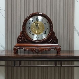 金钟宝实木座钟客厅欧式复古桌面台式时钟家用报时台钟创意石英钟