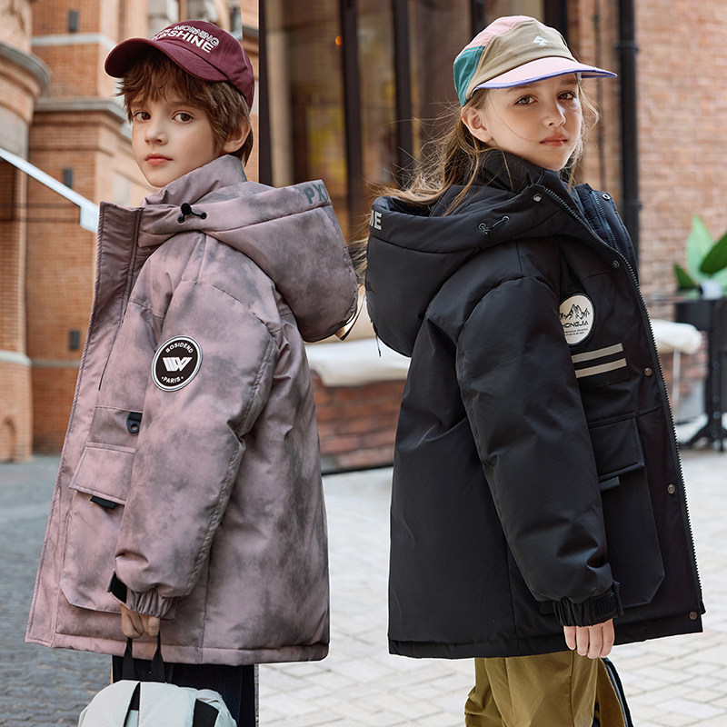 正品巴拉品女童羽绒服洋气儿童中长款中大童加厚男童冬季保暖外套