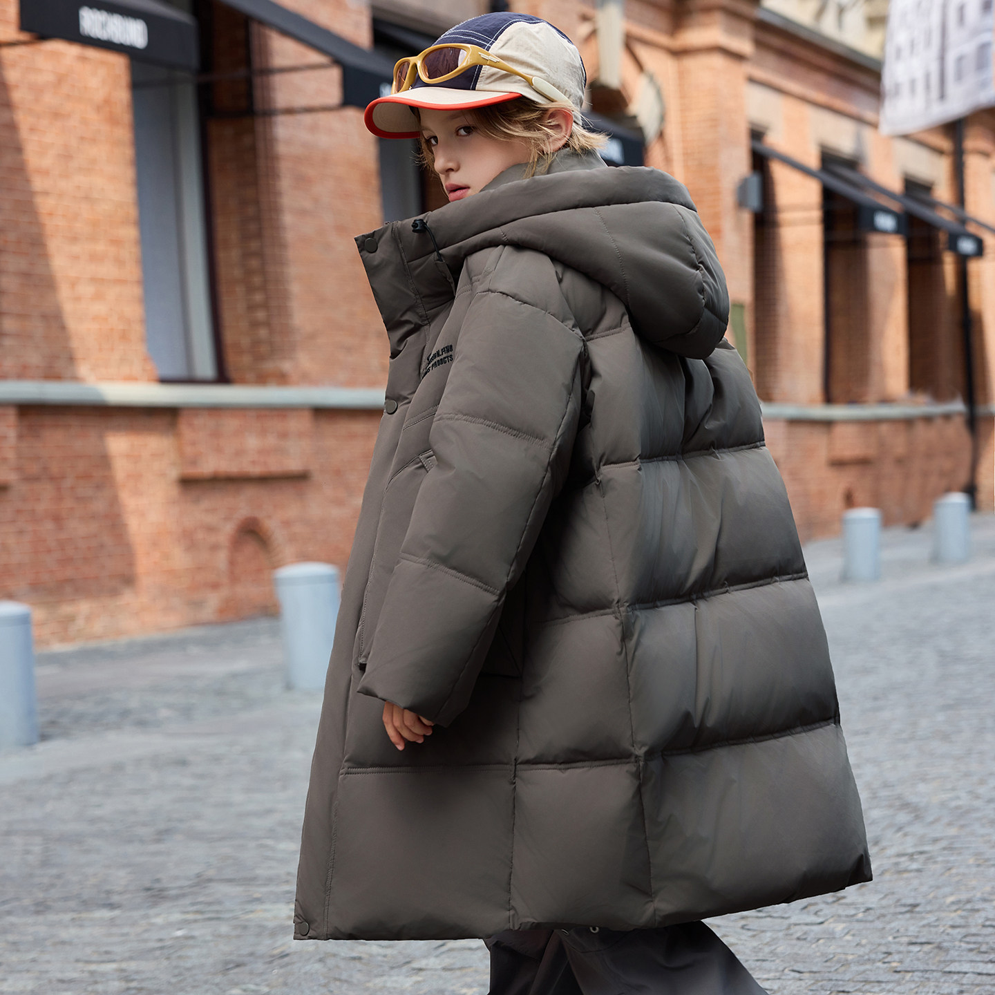 正品巴拉品儿童羽绒服男童中长款洋气新款中大童女孩加厚冬季外套