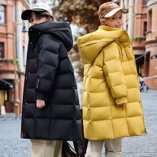新款巴拉品儿童羽绒服女童加厚长款过膝大童三防男童防寒外套冬装