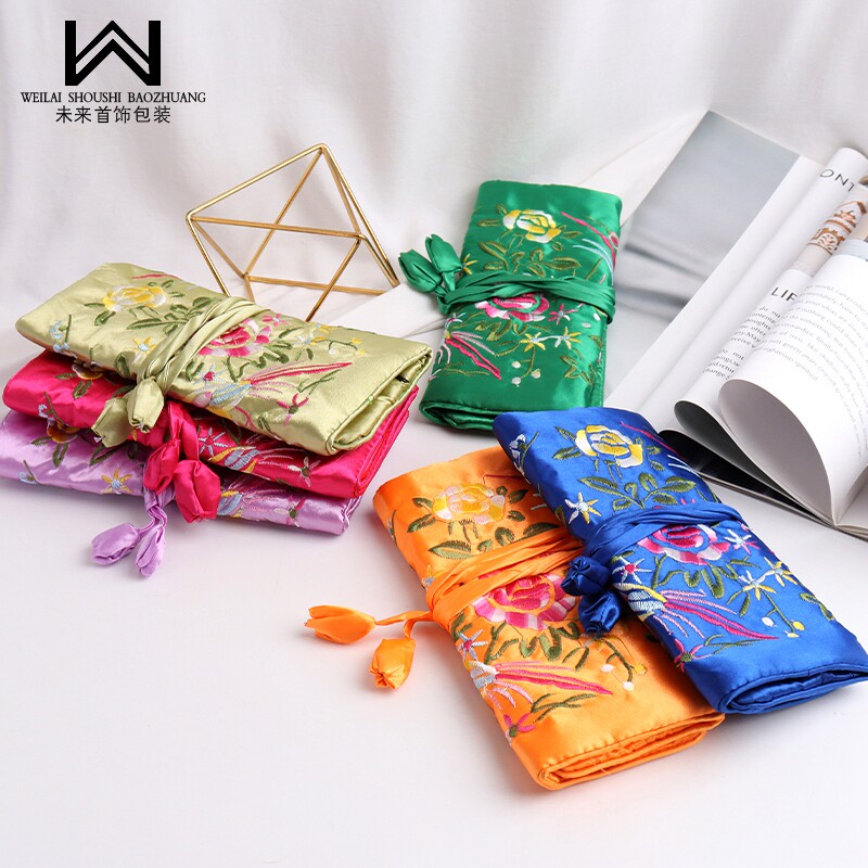丝绸花鸟绣花锦囊袋首饰品包礼品首饰品袋礼品袋子锦囊包卷轴包