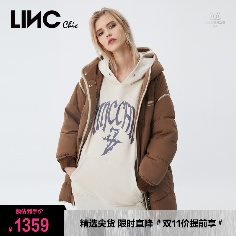 LINC金羽杰羽绒服女2023冬新款反季专柜中长款面包服女款断码清仓