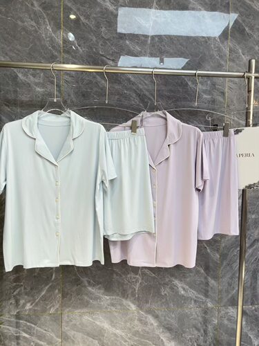 LaP2026春新款家居服女款短袖短裤薄款套装素色设计感外穿睡衣