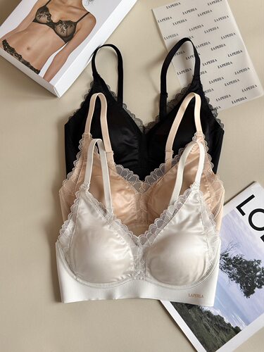 Lap2026春季新款2026蕾丝缎面Bra 舒适裸感无痕文胸