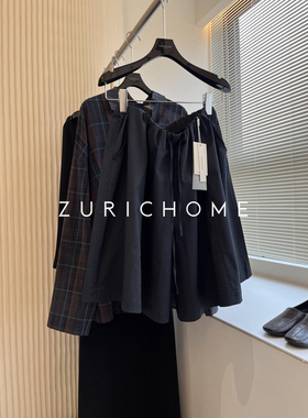 ZURICH HOME ROW系穿搭自在松弛大廓型 藏蓝色宽松系带阔腿五分裤