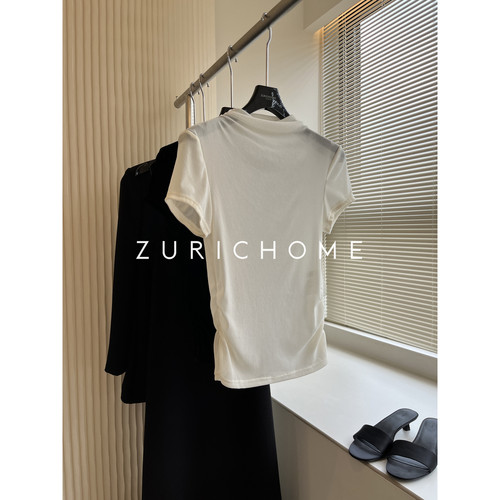 修身小荡领收腰显瘦打底衫上衣