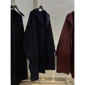 宽松茧型大廓型长款 孤洋气勃艮第红藏青蓝 自带情调风情 风衣外套