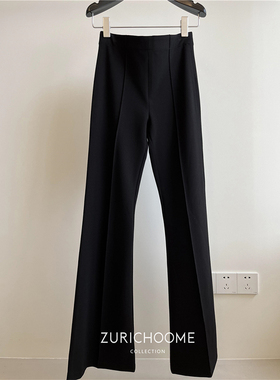 穿出好腿形 挺缝中线 显瘦大长腿果效 松紧腰 针织 弹力喇叭长裤