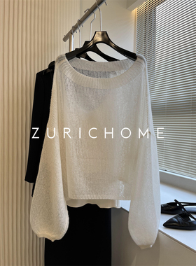 新色入 柔光棉花糖 高及真丝羊绒一字领针织上衣 轻薄羊绒罩衫