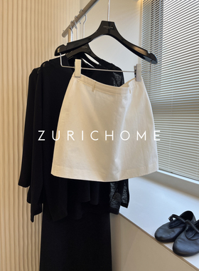 ZURICH HOME 百搭显瘦小A版型 白色春夏薄款棉质半裙白色棉质短裙