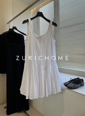 ZURICH HOME 俏皮可爱 重工重料 俏皮娃娃款白色重棉伞摆背心上衣
