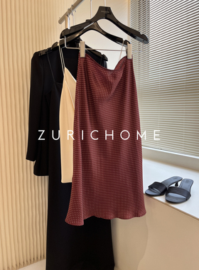 ZURICH HOME 优雅复古 百搭显瘦真丝波点半裙 法风波点真丝半裙