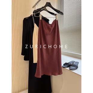 ZURICH HOME 优雅复古 百搭显瘦真丝波点半裙 法风波点真丝半裙