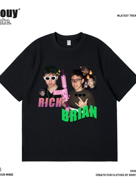 嘻哈说唱美式七哥RichBrian欧美ins纯棉休闲T恤街头男女潮流短袖