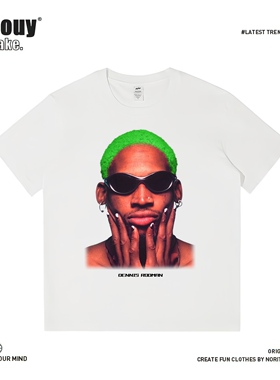 Dennis Rodman罗德曼美式复古嘻哈hiphop痞帅街头短袖男女纯棉T恤