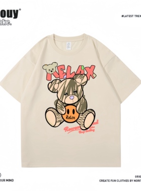 2025新款超火cec短袖男女潮牌港风ins网红百搭潮流宽松小熊t恤