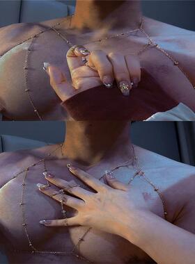 男士身体链情趣性感铃铛项圈项链条装饰chock颈链情侣腰链胸链女