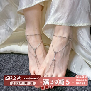 美少女战饰玉足朱砂脚链纯欲女2023新款 小众设计性感纯欲性感 女式