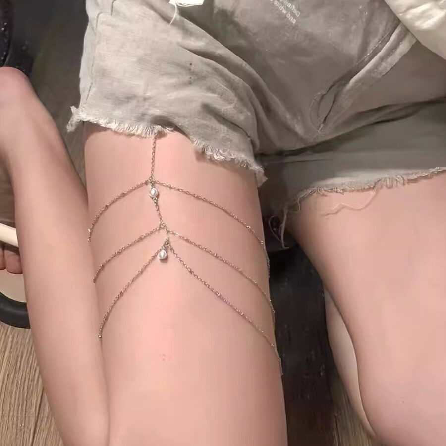 性感腿链多层闪钻流苏大腿链子腿饰欧美辣妹街拍配饰百搭身体链条图片