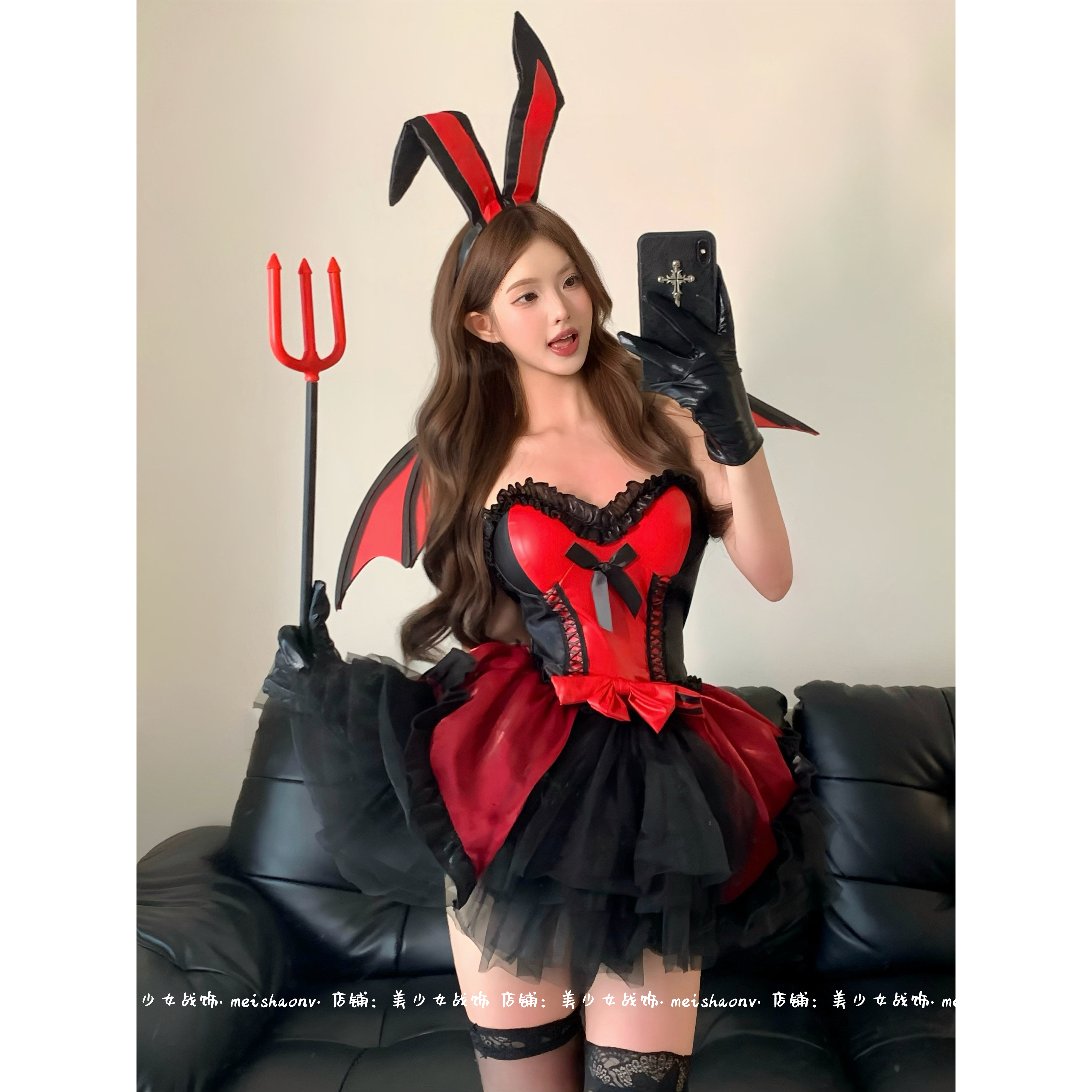 恶魔大人 万圣节cos小恶魔纯欲兔女郎制服短裙诱惑性感制服套装女