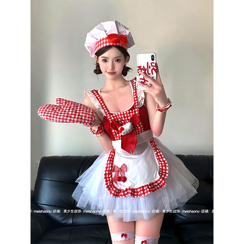 浆果厨侍 性感纯欲Kitty猫女仆厨娘围裙可爱蝴蝶结梦幻游乐园穿搭