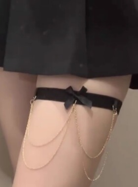 肉肉欧美脚链饰品性感辣妹风蝴蝶结弹力带蕾丝腿环身体链大腿链