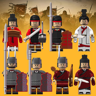 国潮楚汉朝中古代士兵项羽刘邦第三方儿童拼装积木人仔玩具KT1092