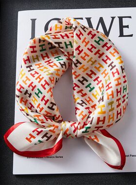 200+多色杭州丝绸春秋季经典格子围巾小领巾真丝桑蚕丝丝巾小方巾