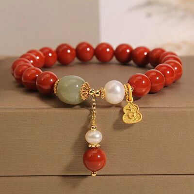 南红玛瑙手链女和田钰吉祥如意串珠手串小众高级感手饰学生款礼物