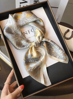 热带丛林100%桑蚕丝真丝丝巾春秋季新款百搭时尚装饰气质70小方巾